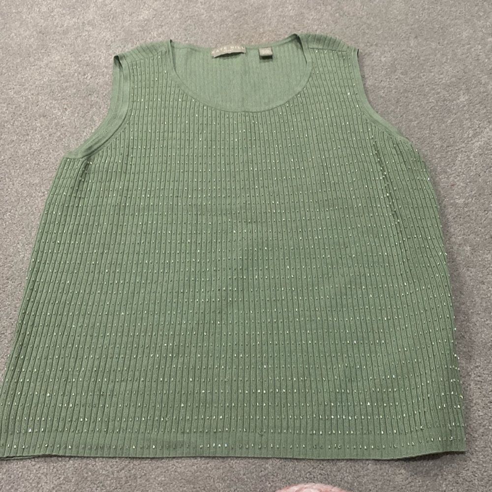 Kate Hill woman’s 1 X silk, nylon green beautiful beads on the front, back plain